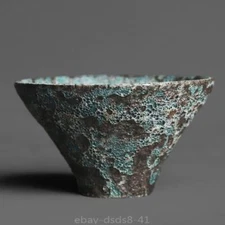 4.13" Bronze Wormhole Texture Tea Cup Handmade Retro Pottery KungFu Tea Ceremony