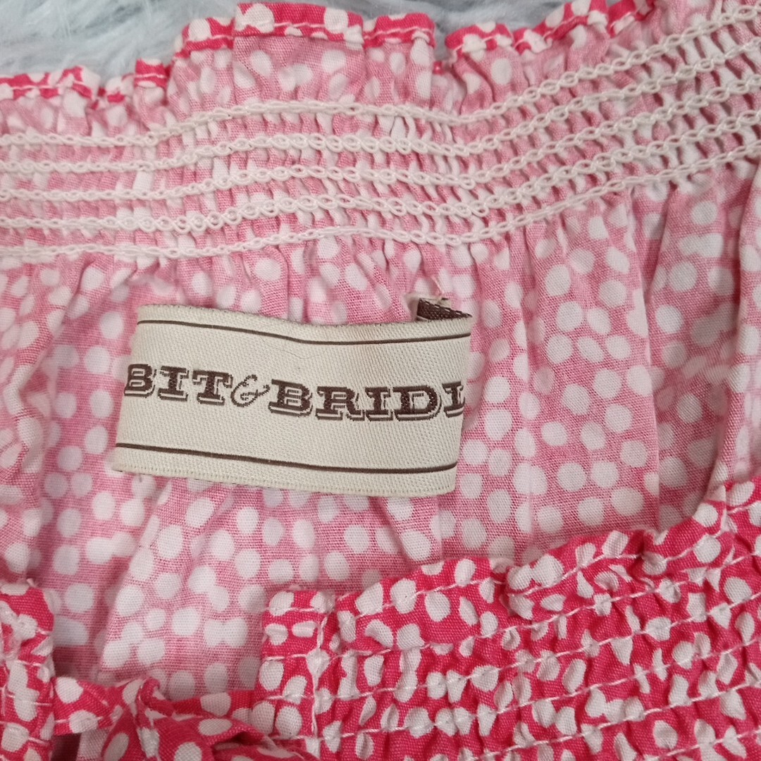 Bit & Bridle Womens Shirt Blouse Pink M Western Cowgirl Polk A Dot