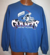 Vintage 90s NEW YORK GIANTS Helmet Graphic 50/50 Blue SWEATSHIRT L NFL Football