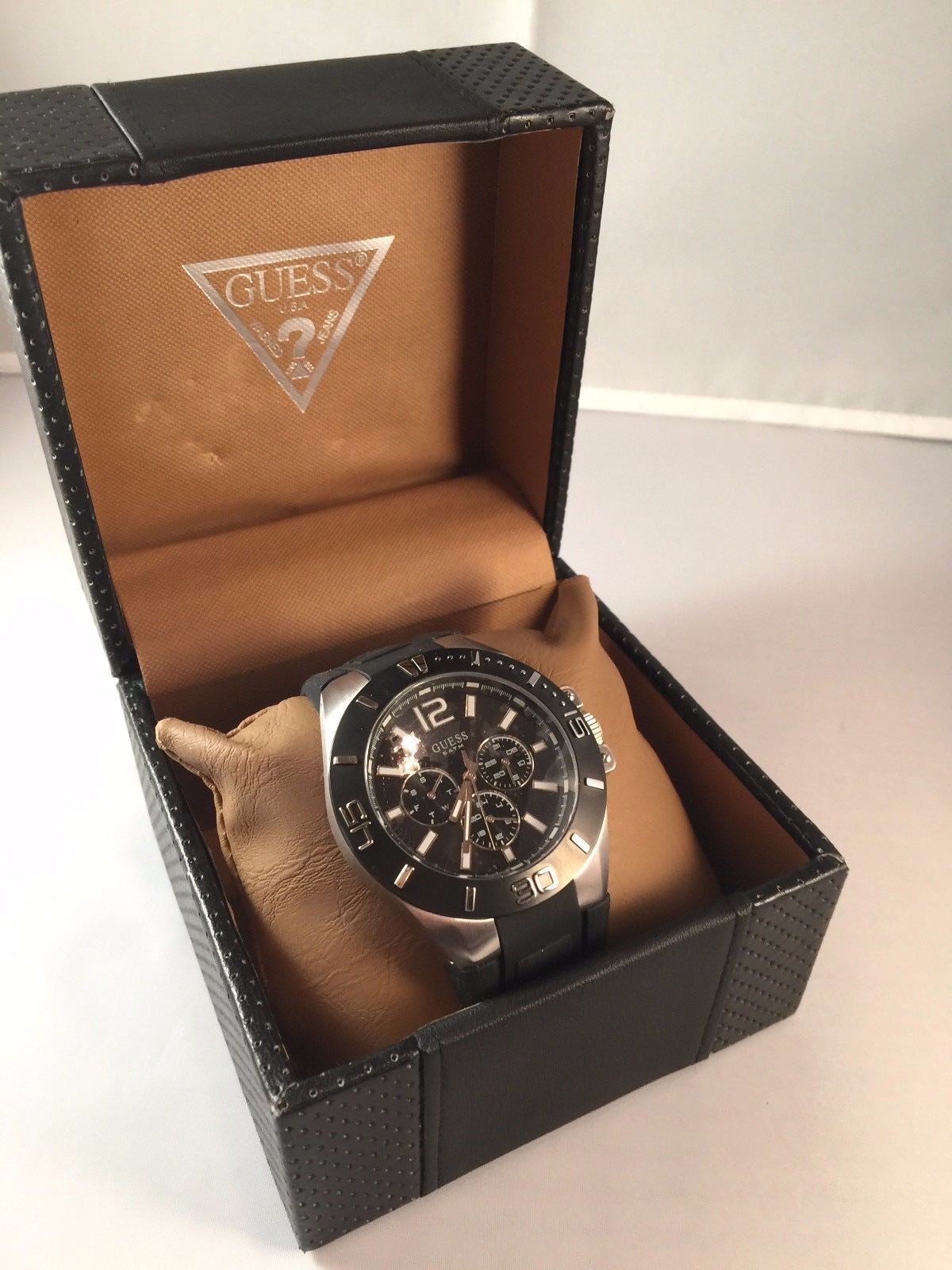 Guess Men's W12597G1 Silicone Quartz Watch with Black Dial