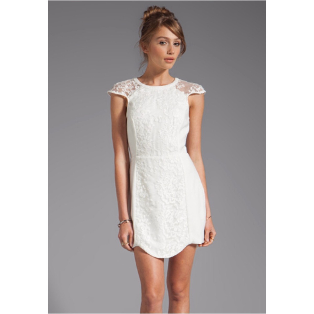 Cameo Size Large Into The Flame Dress in Ivory Cap Sleeve Asymmetric Hem  NWT | eBay