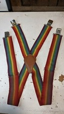VTG Rainbow Stretch Suspenders LGBT Mork Mindy Colorful 091621