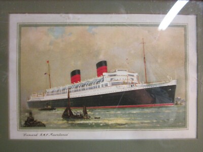 RMS Mauretania  Pleasure and Troops Ship   Art Print + Specs  Needs Reframing