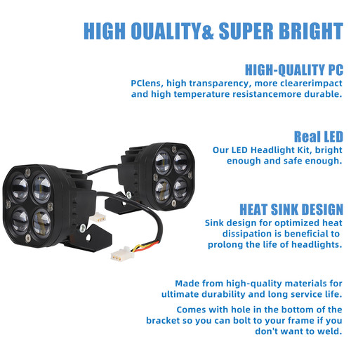 For Yamaha Banshee 350 Pair LED Headlight Kit w/ Bracket 1996-2001 White Yellow - Picture 3 of 12