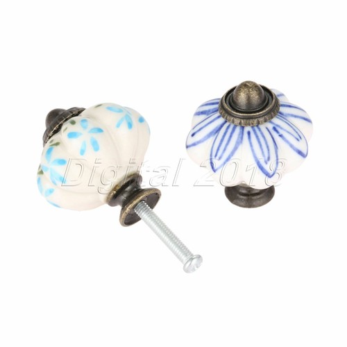 Vintage Ceramic Pumpkin Wardrobe Cabinet Knobs Furniture Drawer Door Pull Handle - Picture 8 of 26