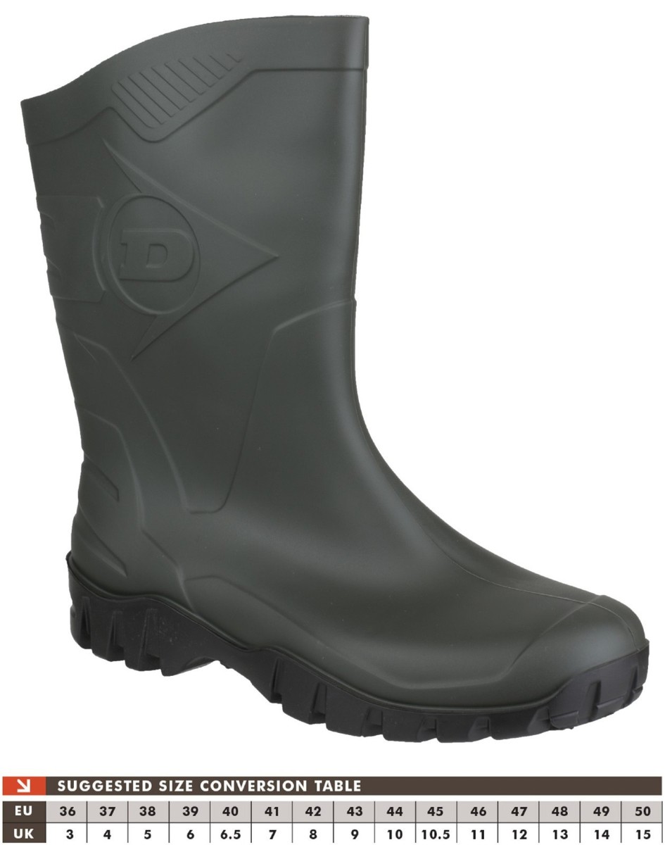 Men's Green Dunlop Dee Half Height Wide Calf Wellington Welly