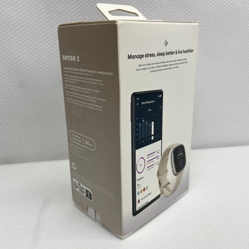 Fitbit Sense 2 Advanced Health Fitness GPS Smartwatch, Lunar White/Platinum - Zdjęcie 11 z 12