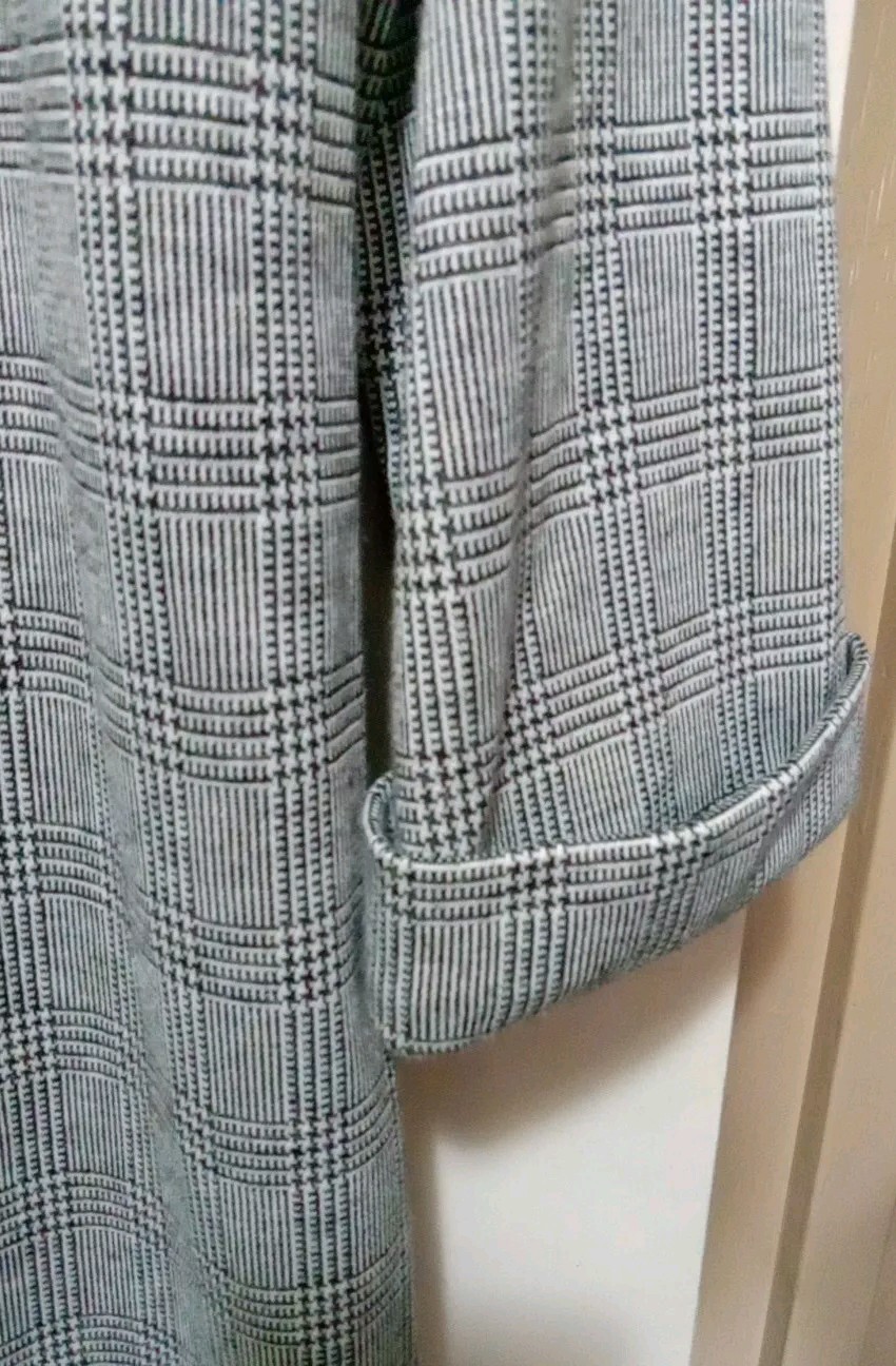 Iris Windowpane Plaid Flannel Collared Duster Cuf… - image 4