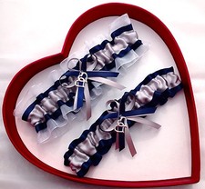 NEW  Hot Wedding Garter Prom Silver Navy White GetTheGoodStuff Heart Homecoming 