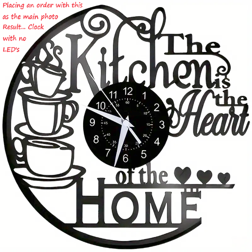 Kitchen heart of the home vinyl record clock wall decor w/wo LED back light art - Picture 3 of 12