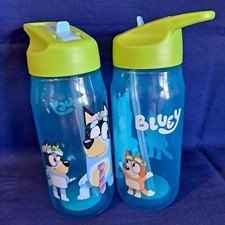 New ZAK Ludo Studios Lot BLUEY Kids CUPS Travel Water Bottle Drink Lid Straws