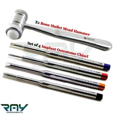 Implant Osteotome Bone Ridge Chisels Extraction Dental Bone Mead Mallet Hammer