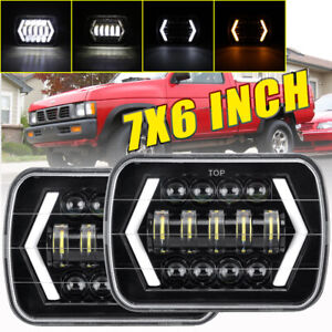 Pair 7x6/" 5x7/" inch LED Headlight DRL Turn Signal For Toyota Nissan Pickup Truck