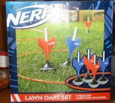 NERF Soft Tip Lawn Dart Game Set Includes 4 Lawn Darts, 2 Target Rings NEW!