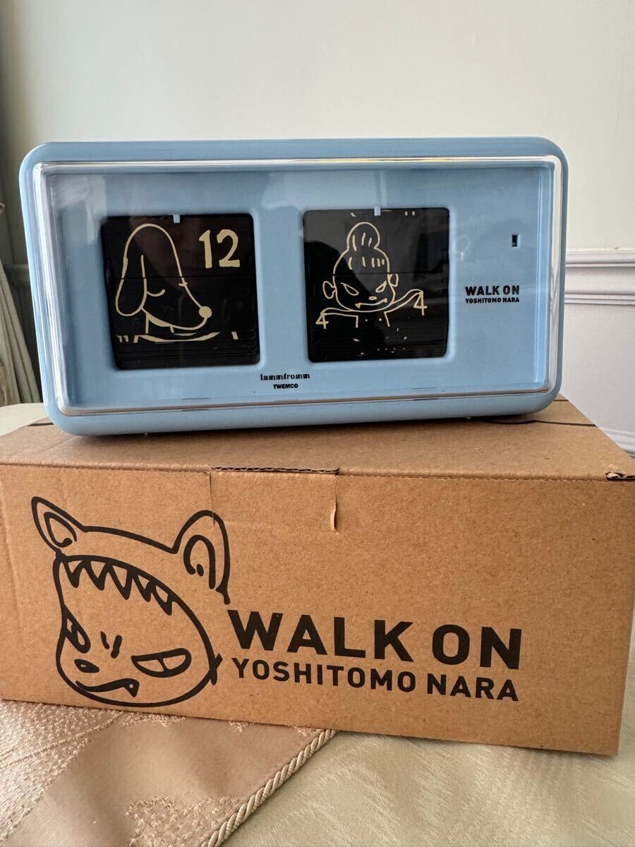Yoshitomo Nara Walk On Flip Table Clock TWEMCO PataPata Blue Japan