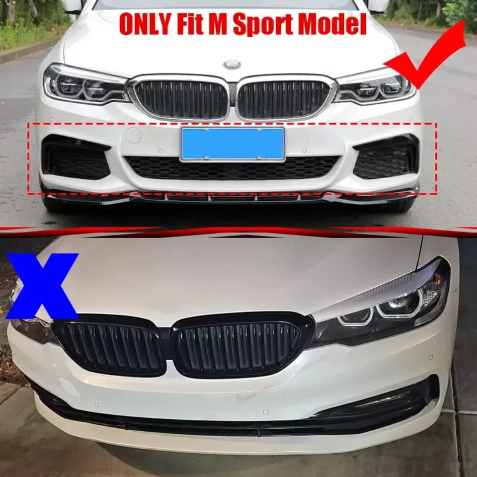 Labio de parachoques delantero brillante estilo 17-19 MP BMW SERIE 5 G30 G31 G38 540i M Sport Foto 2 de 4