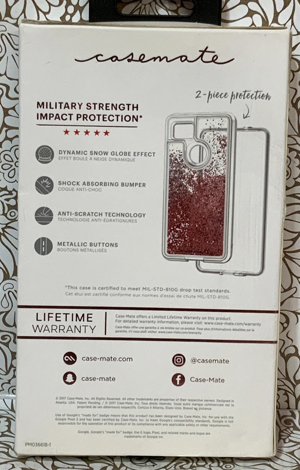 📀 Estuche Case-Mate Cascada Brillo Líquido para Google Pixel 2 - Oro Rosa Foto 2 de 2