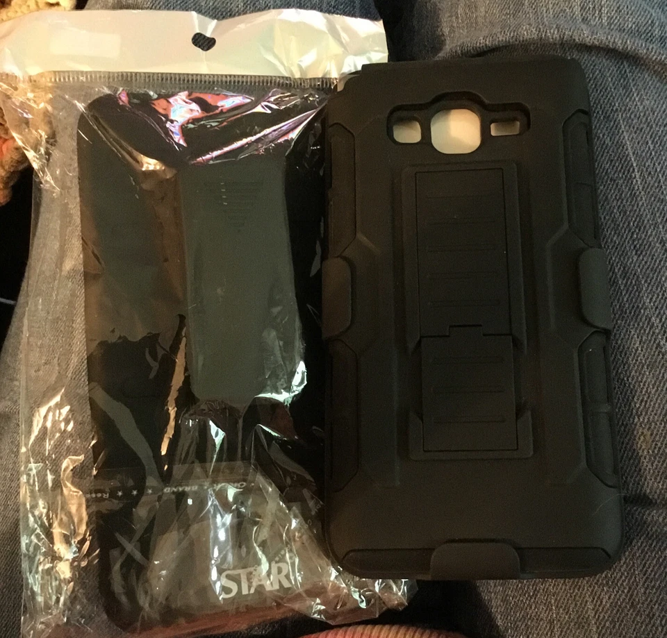 Set Of (2) Black Samsung Galaxy Grand Prime Star Case - One In Plastic, One Not - Изображение 2 из 2