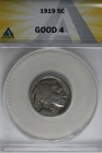 1919  .05   ANACS   G 4   Buffalo Nickel, Indian Nickel, 5 Cent Piece