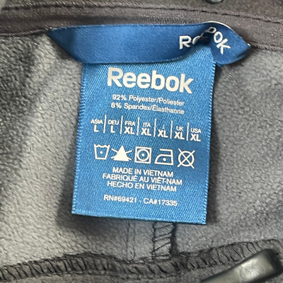 Reebok Jacket Mens Large Soft Shell Black Fleece Lined Zip Pockets