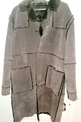Women's Suede Jacket Gray Classic Faux Fur Lined Pockets Camp Collar Long Sleeve