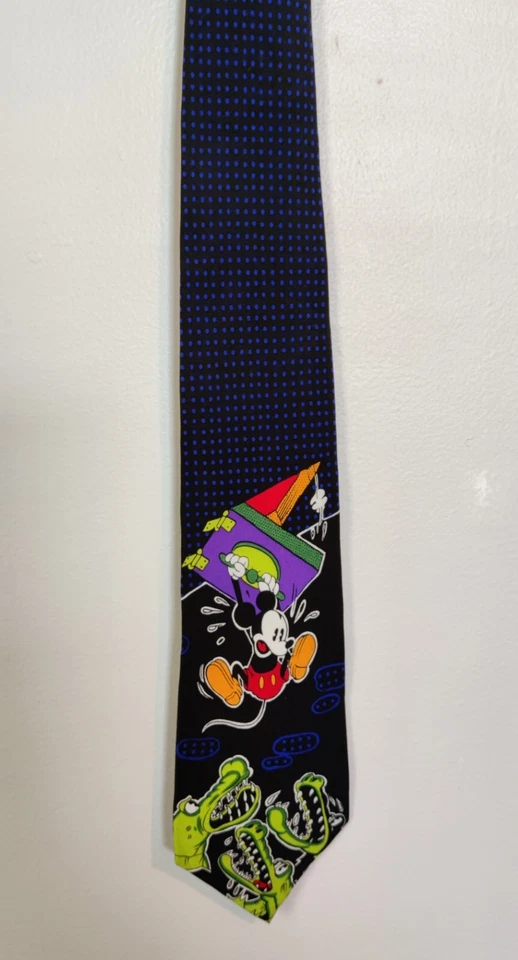 DISNEY 90-х винтажный Balancine галстук работает Микки Маус 100% шелк корейский сделано - Изображение 2 из 4