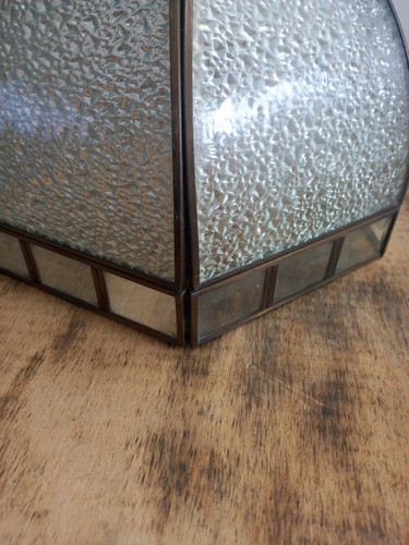 Lampenschirm Klar & Struktur Glas/Metall 25cmx17cm abgeschrägte Glaseinsätze - Bild 10 von 14