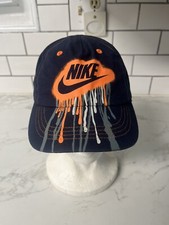 NIKE KIDS PAINT DRIP BASEBALL SWOOSH Navy ADJUSTABLE HAT Toddler