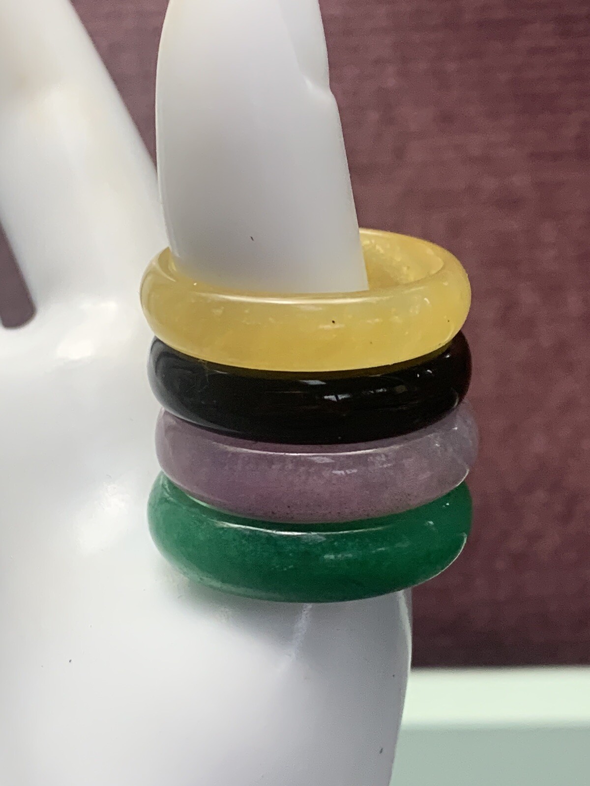 Vintage 4 Pieces Solid Assorted Stone  Stacking R… - image 4