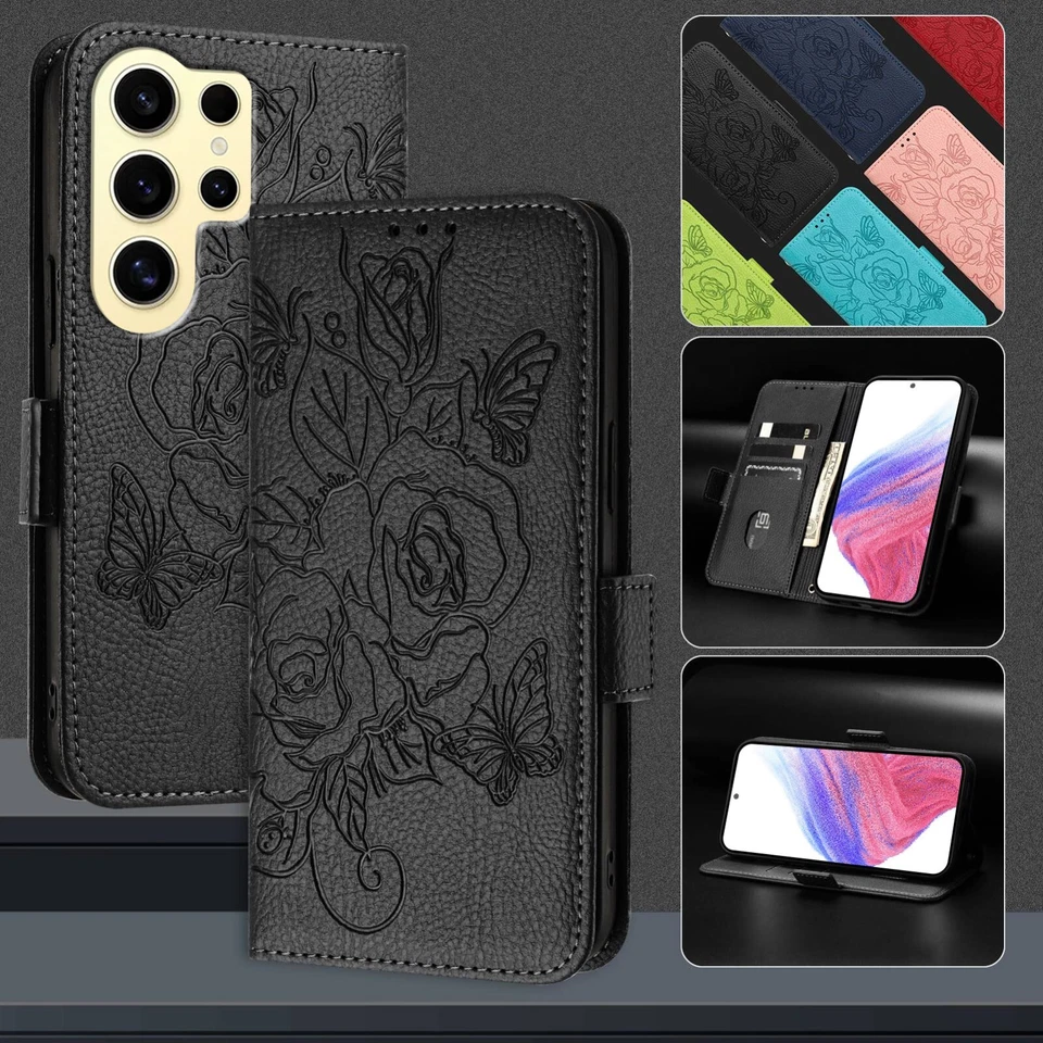 Funda delgada de lujo de cuero PU para mujer para Samsung Galaxy S24 Ultra S23 S22 Foto 2 de 4