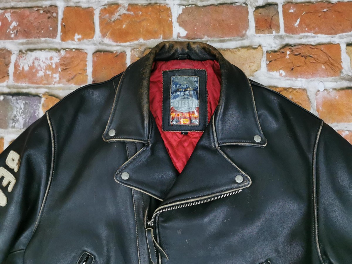 Diesel Vintage Biker Leather Jacket Daytona Fla Masterpiece Black