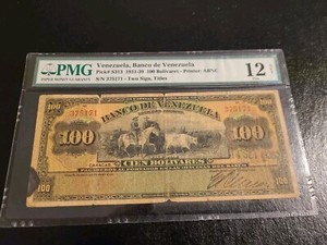 Venezuela , Banco de Venezuela 1931-39 100 Bolivares Pick # 313 PMG 12