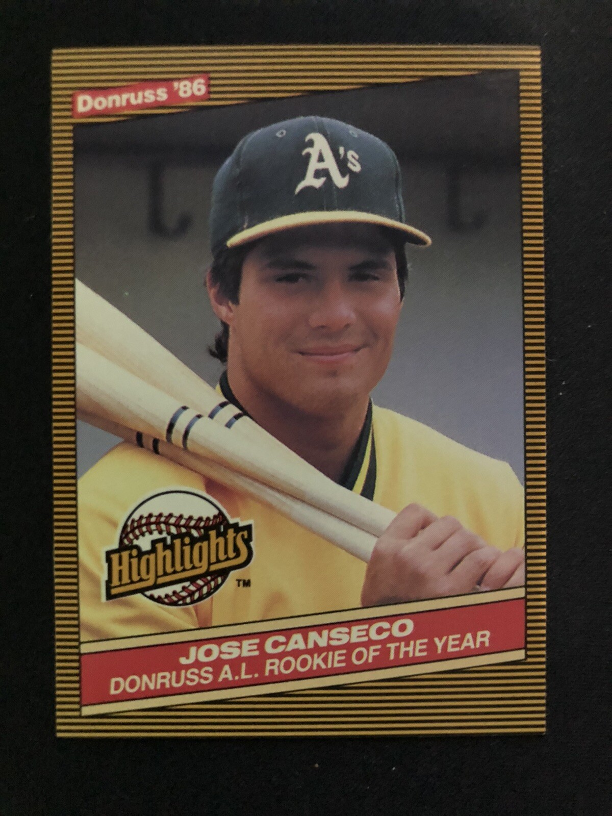 1986 Donruss Baseball Highlights Jose Canseco Card #55