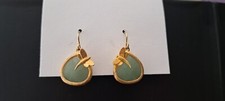 Beautiful sea-glass Aqua green faceted cut stone drop earrings