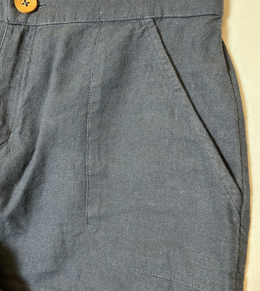 Pantalones cortos Roxy para mujer grandes azules cintura alta bolsillos con botones Foto 3 de 4