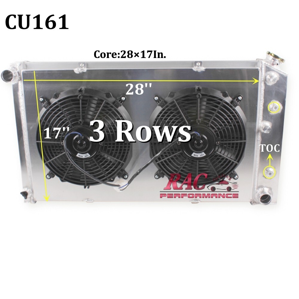 3 Row Aluminum Radiator For 1973-1986 Chevy/GMC C/K Series Trucks - 28" Wide Core, Direct Fit Replacement CC161