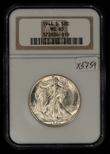 1944-D 50c Walking Liberty Silver Half Dollar - Luster - NGC MS 65 - SKU-X5759