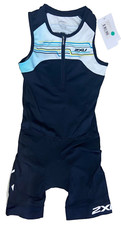 New 2XU Active Youth Trisuit Triathlon Suit Medium Black Oasis Kids Junior