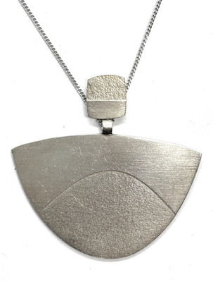 Große Sterling Silber strukturiert Modernist Abstrakt Anhänger Halskette - 9,1 Gramm