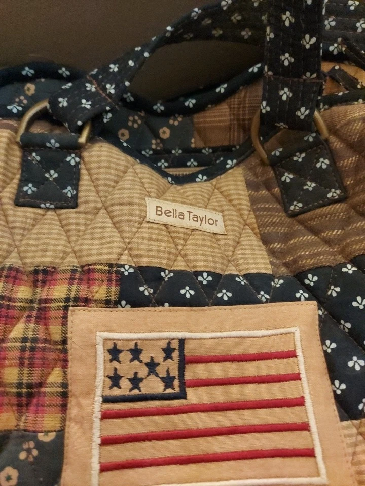 Bolso de Mano Bella Taylor Acolchado Bandera Americana Algodón Retazos Americana Patriótico Foto 4 de 4