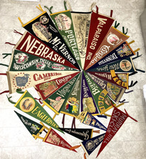 Lot Of 24 Vintage 40's-50's Souvenir States Landmarks Parks Felt Pennants Flags
