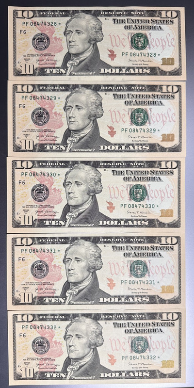Lot of 20 $10 Star Notes 2017A Sequential Consecutive Uncirculated PF Atlanta