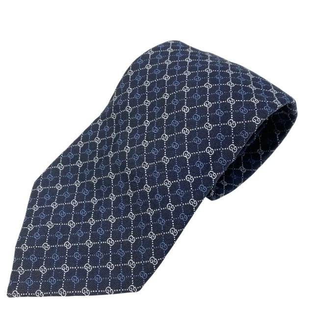 Gucci Tie Loop Accessoires All Over Motif Gg Soie Marine