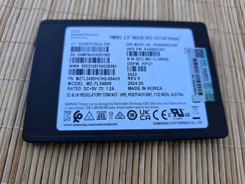 Samsung PM893 480GB SSD 2.5" SATA III 6Gbps Hewlett Packard