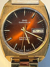 Caravelle Electrotime Set-O-Matic Swiss Automatico Giorno/Data Quadrante Marrone Oro