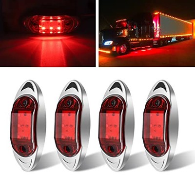 Biqing 4PCS 1.8 Inch LED Side Marker Lights,6LED Trailer Marker Lights Red