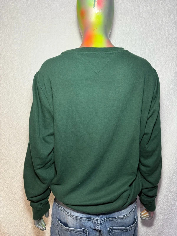 Tommy Hilfiger Men’s Essential Green Sweatshirt – Size M, Cotton Blend image 3