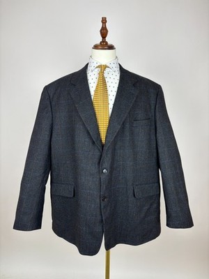 Edler Von F Oxford Wool Check Blazer Jacket Sport Coat Men's Size EU 66 / US 56