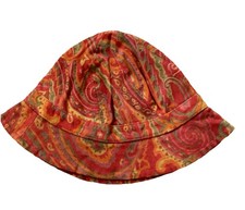 ETRO multicoloured Orange Suede Hat Vintage Lined Suze M New