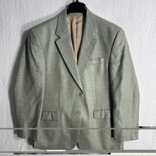 Lauren Ralph Lauren 43R Relaxed Fit Wool Silk Linen Herringbone Plaid Sage Green